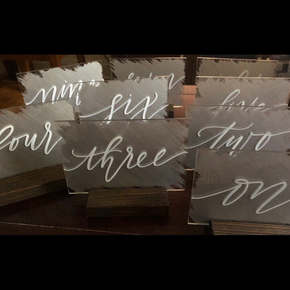 Acrylic Wedding Table Numbers with Stand